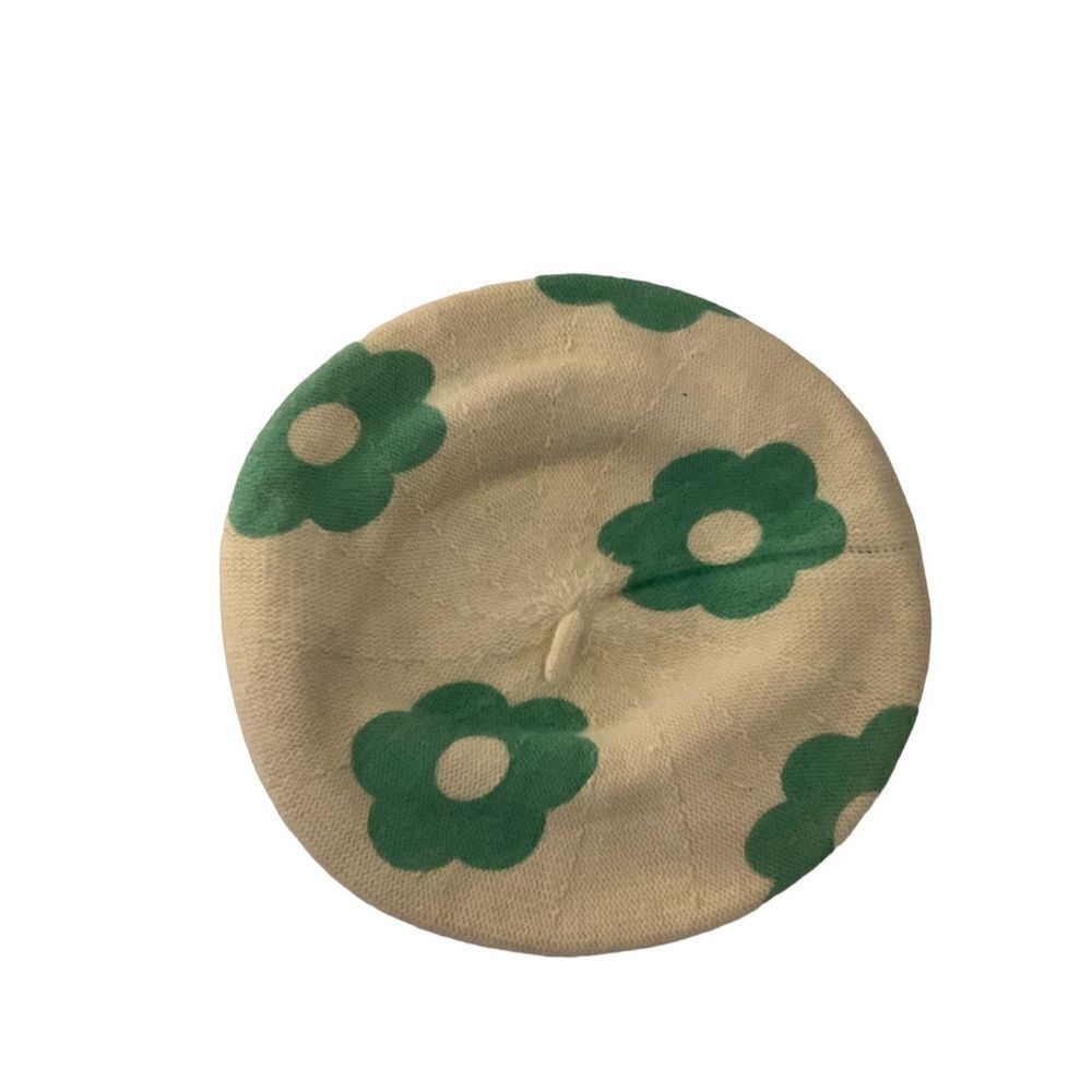 UO Classic Women’s Wool Knit Beret Hat Ivory Floral Print
